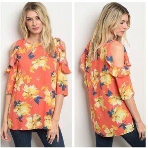 Cold Shoulder Floral Summer Blouse NEW
